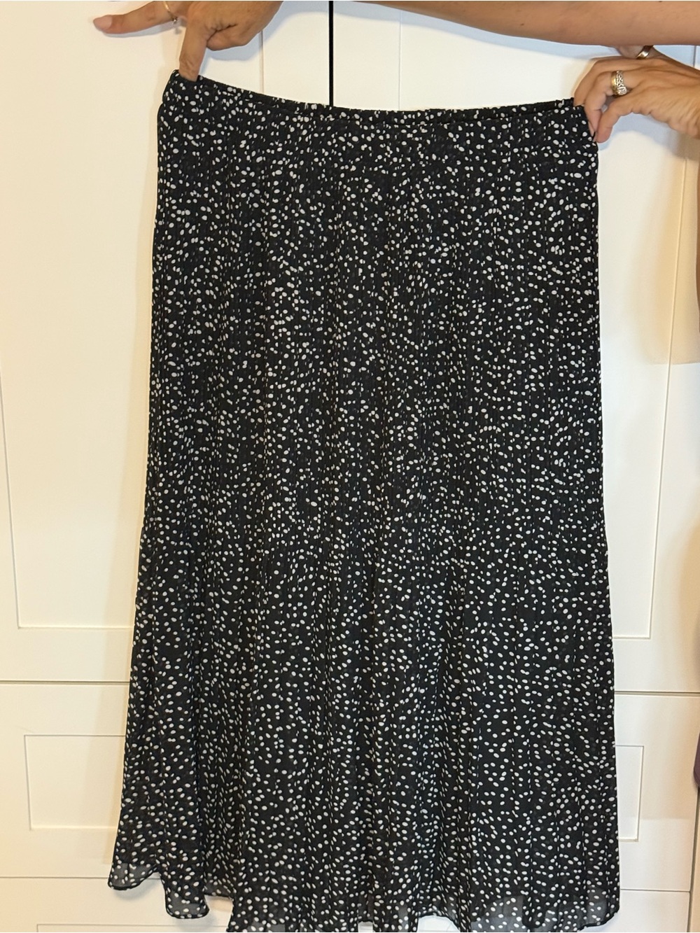 Black Polka Dot Maxi Skirt - Classic Flowy Silhouette